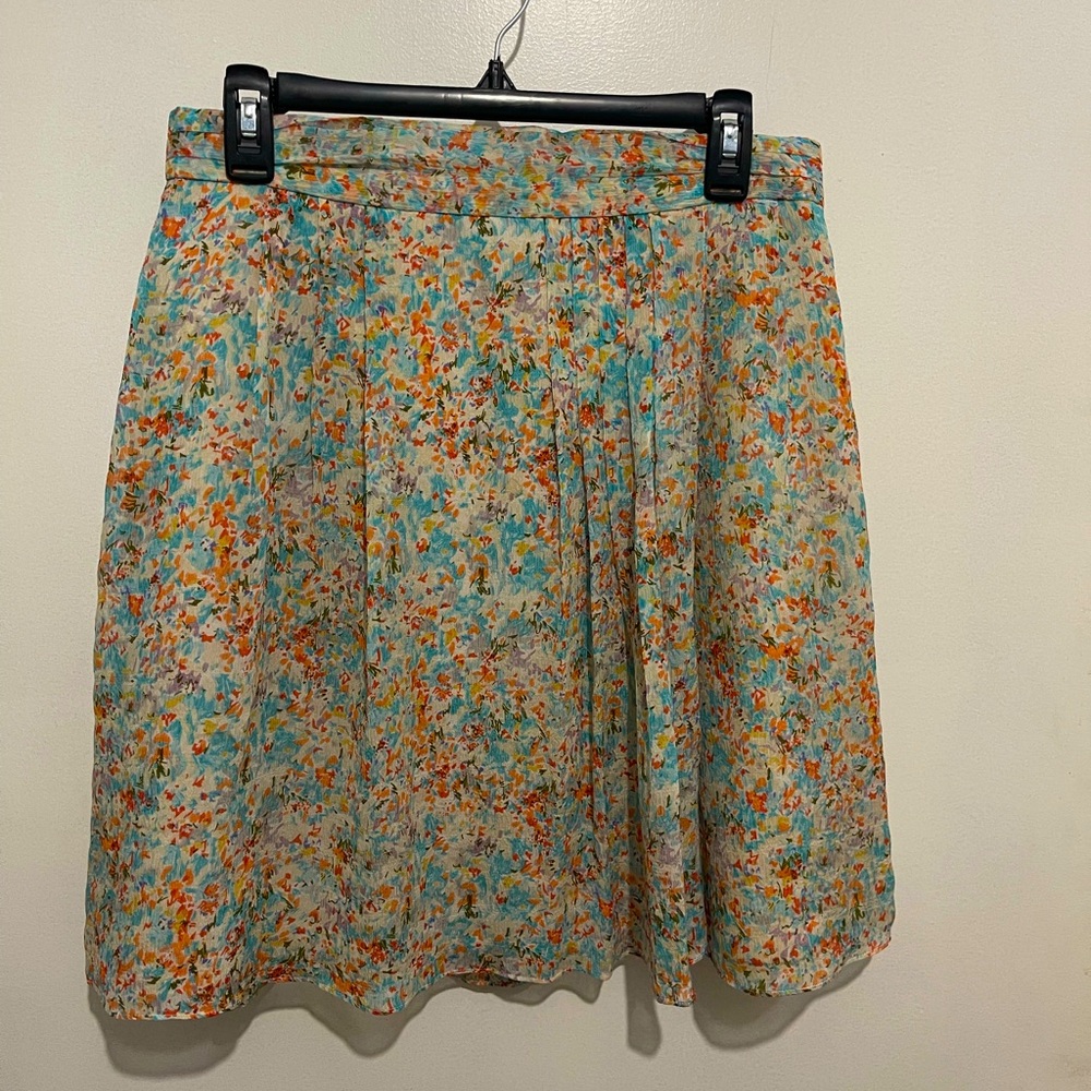 J. Crew tan w/ turquoise  and orange  Mini Skirt